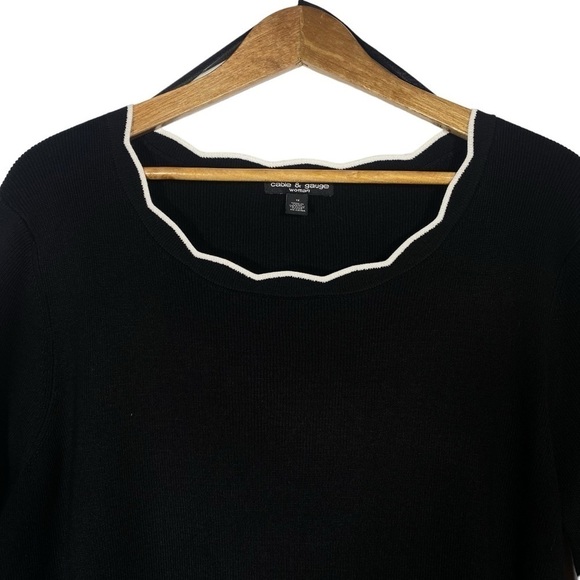 Cable & Gauge women's plus size 1X 3/4 sleeve black knit pullover top - Picture 4 of 6